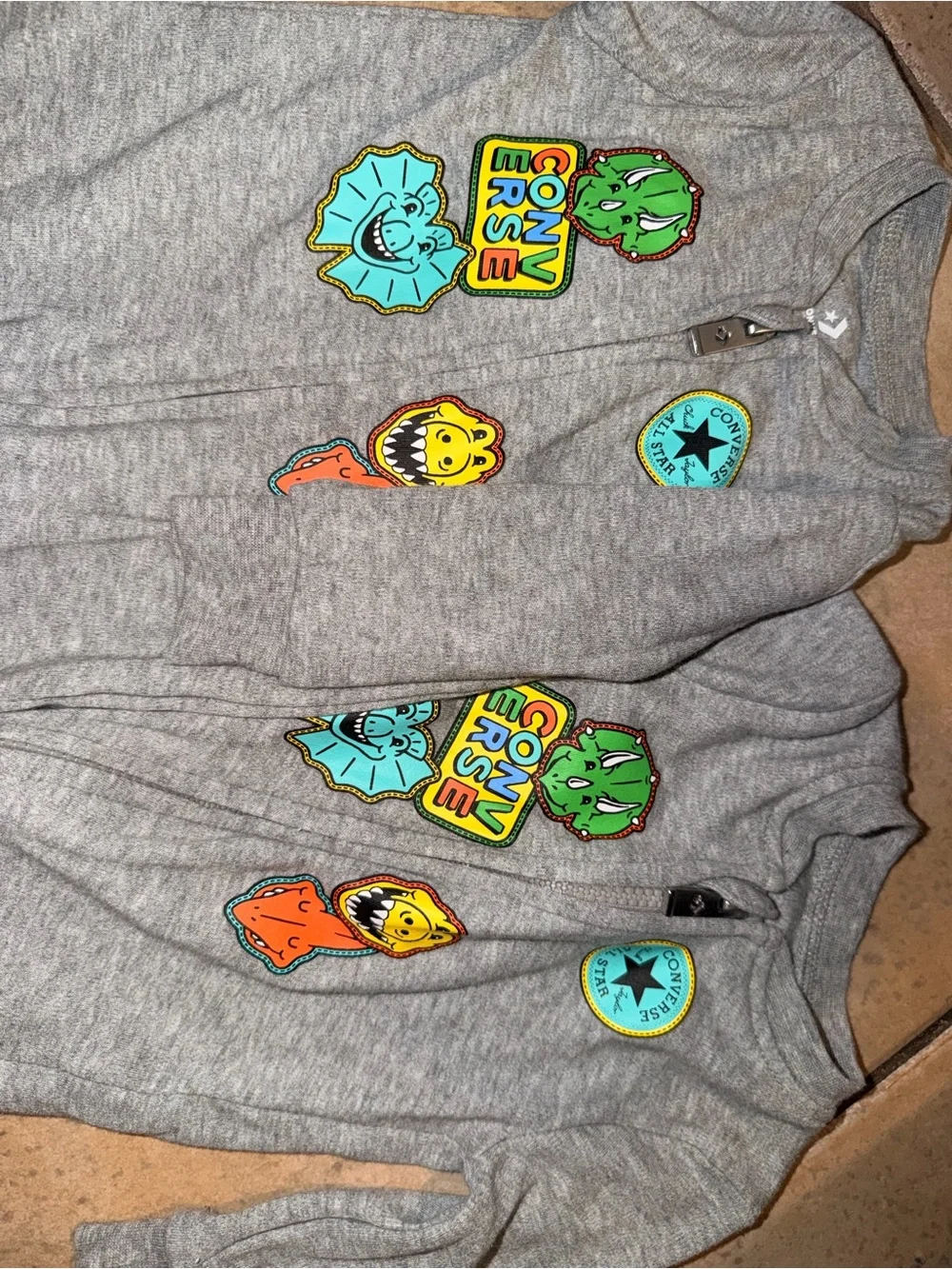 Converse Gray Footed One-Piece Pajamas with Bright Patch Graphics 2 PACK